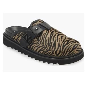 Alpha Zebra Print Genuine Calf Hair Mule
